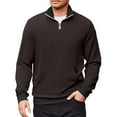 thumbnail image 2 of WTOBBY Men's Quarter Zip Collared Sweatshirt, Casual Long Sleeve Pullover with Pockets, Athletic Workwear Style Comfort,Black L, 2 of 7