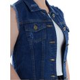 thumbnail image 4 of Short Sleeveless Pocket Jean Button Up Distressed Denim Slim Fit Jacket Vest,Indigo,Small, 4 of 5