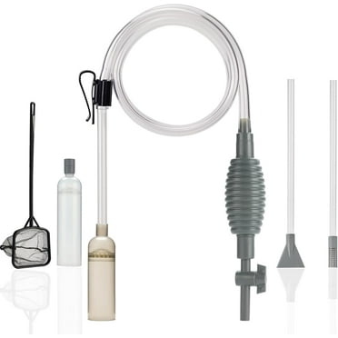 Aquarium Siphon Vacuum Cleaner Kit with Dual Tubes and Fish Net, Ideal for Gravel and Sand Cleaning, Fits All Tank Sizes, Gravel Vacuum for Aquarium Kit