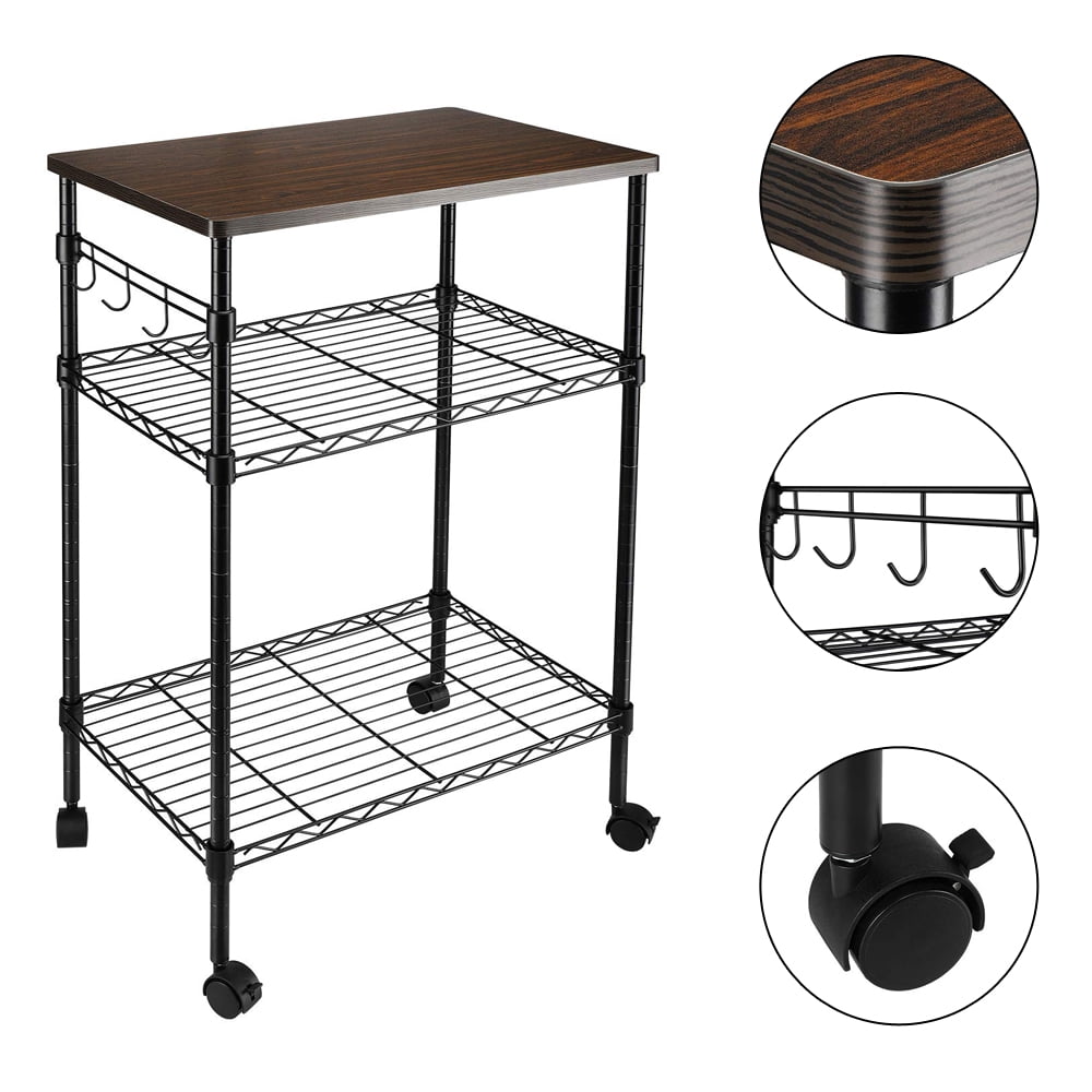 Kepooman 3 Tiers Rolling Cart, Kitchen Island for Home, Kitchen Utility Cart with Wheels, Movable Widen Rolling Storage Cart, Black Kepooman 3 Tiers Rolling Cart, Kitchen Island for Home, Kitchen Utility Cart with Wheels, Movable Widen Rolling Storage Cart, Black