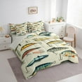thumbnail image 3 of jejeloiu Pike Fish Twin Bedding Sets 7-Piece,Fishing Hook Bedding Comforter Set,Animals Marine Life Sheet Sets For Teens,Microfiber Bedroom Decor Reversible, 3 of 8