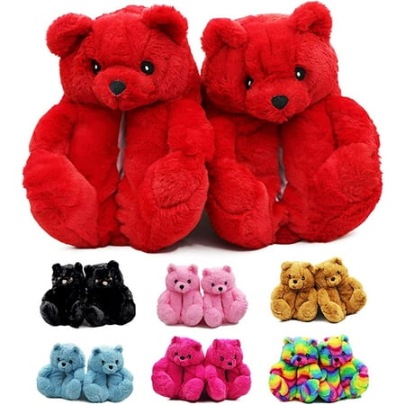 

Teddy Bears Slippers Fuzzy Animal Slippers Cute House Slippers Plush Home Indoor Warm Winter All Inclusive House Slippers for Women Men