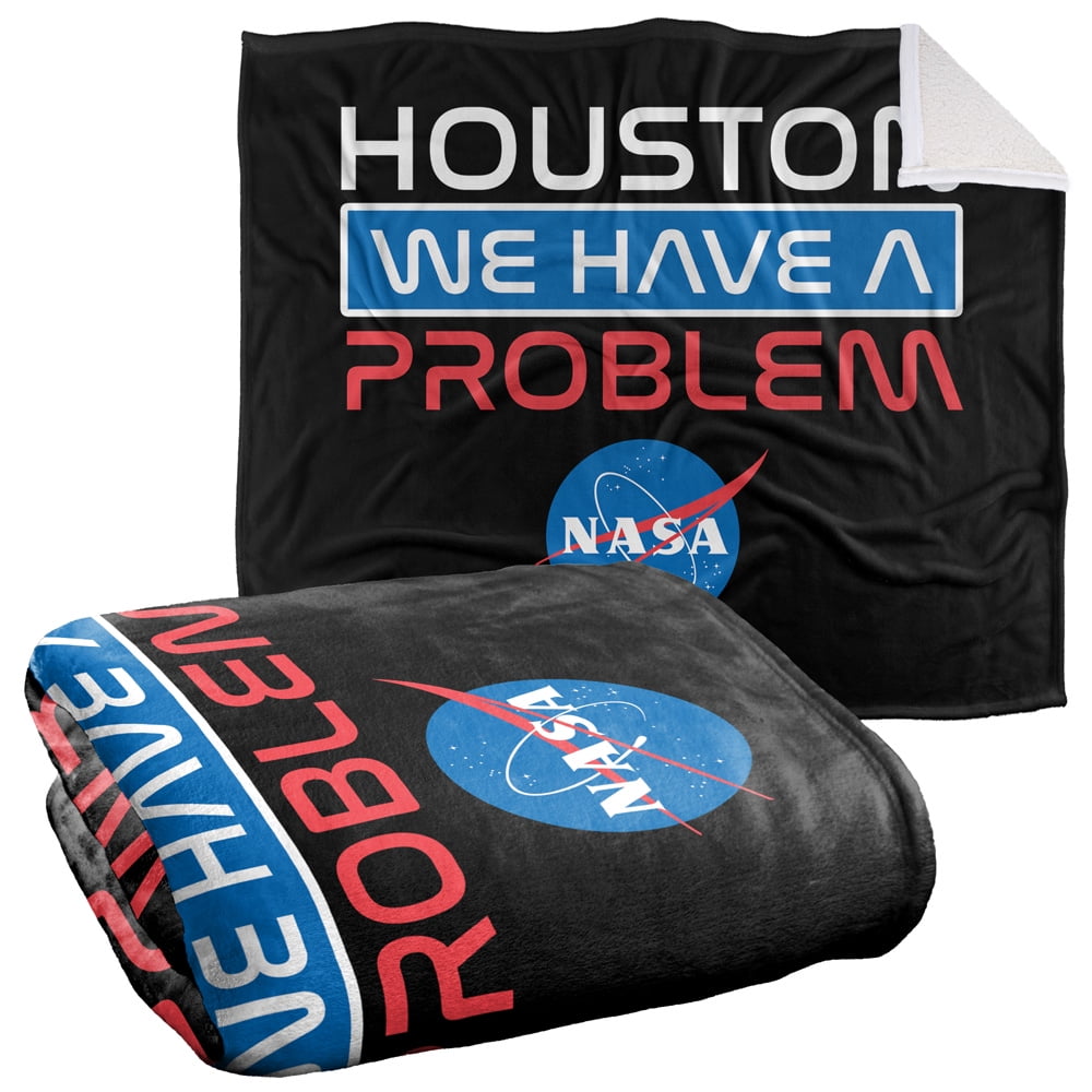 NASA Blanket, 50"x60", Houston We Have A Problem Silky Touch Sherpa