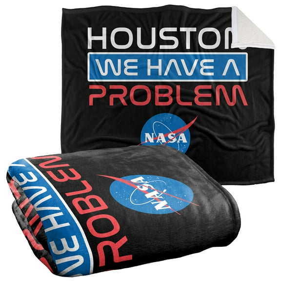 NASA Blanket, 50"x60", Houston We Have A Problem Silky Touch Sherpa Back Super Soft Throw Blanket
