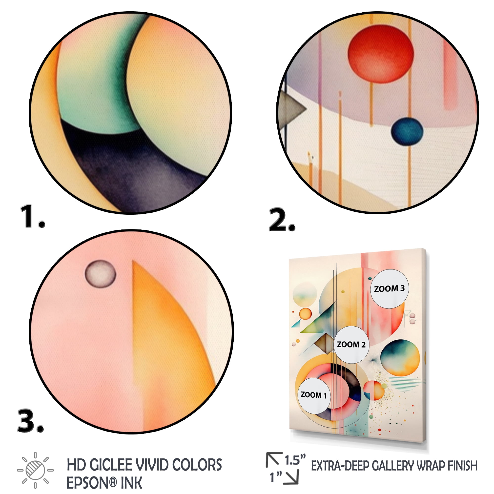 Designart Pastel Minimalist Multi Shape Art II Canvas Wall Art