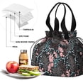 thumbnail image 4 of Pioneer Flower Floral Print Pattern Drawstring Lunch Bag Women - Drawstring Lunch Bag Insulated for Work Office - Stain-Resistant Large Lunchbags for Women with Multi-Pockets, 4 of 6