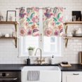 thumbnail image 2 of 2 Panels Kitchen Tier Curtains 39 Inch Length, Pink Floral Blossom Grommets Window Treatment Curtain, Retro Farmhouse Botanical Leaves Thermal Curtains Drapes for Living Room/Bathroom, 2 of 9