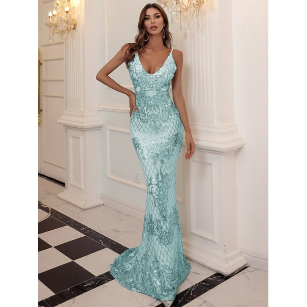 Women S Mermaid Hem Backless Sequin Prom Dress w Walmart Com Women S Mermaid Hem Backless Sequin Prom Dress w Walmart Com