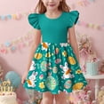 thumbnail image 4 of ATOGUTA Kids Dress Ruffle Sleeve Easter Dresses Girl Long Midi Springs Dress Kids Smocked Flare Summer Dress Size 3T-14. Green, 4 of 6