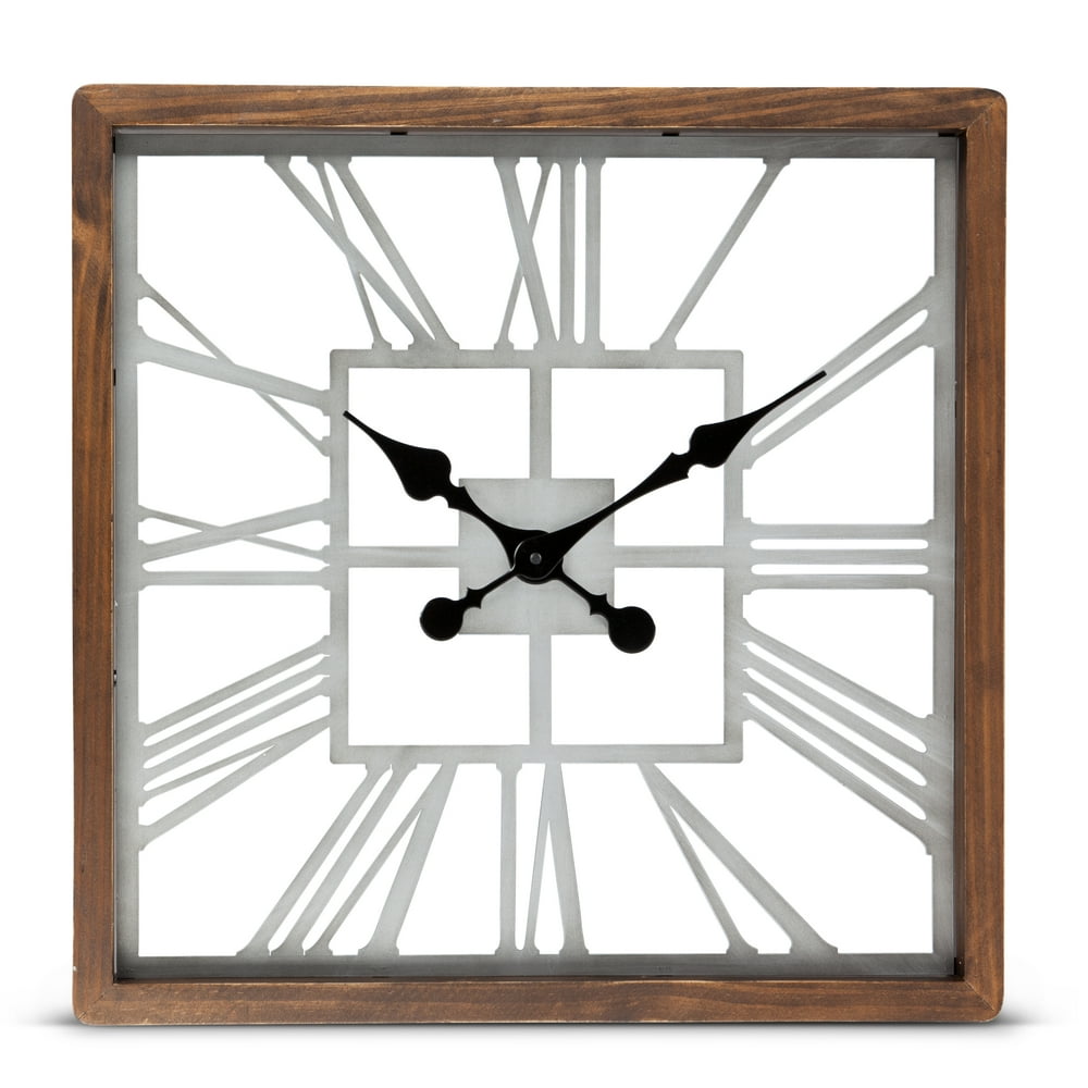 BatteryOperated, ClassicallyDesigned, Square Wood and Metal Wall