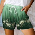 thumbnail image 2 of vigerkar Shorts for Women Vintage Graphic Shorts for Ladies Drawstring Elastic Waist Shorts Gym Workout Shorts Summer Casual Green, M, 2 of 4