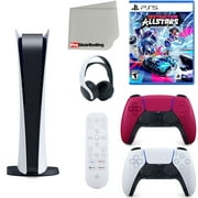 Sony Playstation 5 Digital Version (Sony PS5 Digital) with Cosmic Red Extra Controller, Headset, Media Remote, Destruction Allstars and Microfiber Cleaning Cloth Bundle