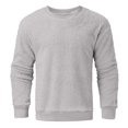 thumbnail image 6 of Men's Solid Color Fleece Crewneck Pullover, Fuzzy Plush Long Sleeve Casual Sweatshirt for Winter Warmth, Lounge,Light Gray,M, 6 of 6