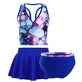 thumbnail image 3 of MSemis Girls 3 Piece Swimsuits Floral Tankini Set with Skirt Swimsuit Bathing Suit,Sizes 4-14 Bubbles Blue 5-6, 3 of 6