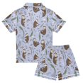 thumbnail image 2 of FORMRS Kids Short Sleeve Top and Pants Pajama Set Unisex Satin 2-Piece Sleepwear, Sizes 11-12Y, Purple Otters Pattern, 2 of 8