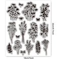 thumbnail image 2 of Plant Silhouette Background Cling Rubber Stamp 7.09x8.66inch Flowers Leaves EVA Stamps Embossing Stamp Seal for DIY handcrafting, 2 of 9