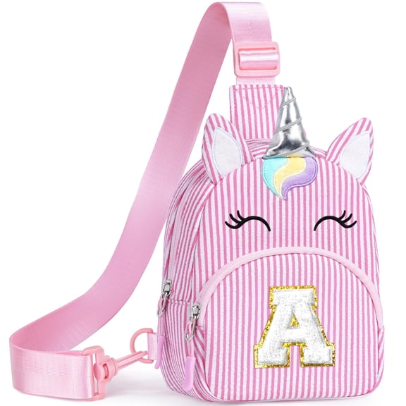 YOOLIFE Birthday Gifts for 2 3 4 5 6 7 8 Year Old Girls, Small Sling Bag Initial Fanny Pack for Girls, Unicorn Crossbody Bag Purse Cute Gifts for Little Girl, Pink (A)