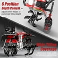 thumbnail image 3 of 62cc 4 Stroke Gasoline Rotary Tiller has a working width of 20 Inches, 8000 RPM, 6-level depth control, and a power output of 1.9 kW. It is suitable for lawn, garden, and soil tillage., 3 of 8