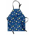 thumbnail image 1 of Space Apron, Little Cartoon Rocket with Circular Flight Path and UFOs Sun Polka Dots Skyline, Unisex Kitchen Bib with Adjustable Neck for Cooking Gardening, Adult Size, Multicolor, by Ambesonne, 1 of 4