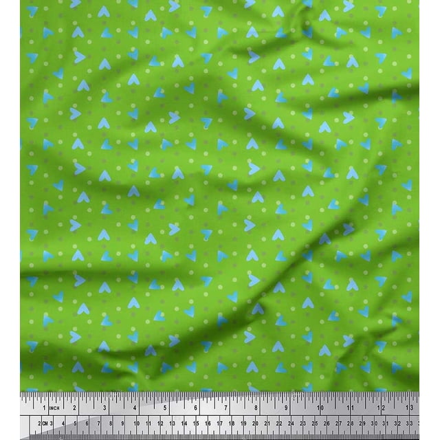 Soimoi Georgette Viscose Fabric Dot & Heart Fabric Prints by Yard 42 Inch Wide