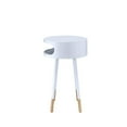 thumbnail image 3 of ACME Sonria Round Wooden End Table with 1 Compartment in White and Natural, 3 of 5
