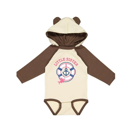 

Inktastic Nautical Little Sister Gift Baby Girl Long Sleeve Bodysuit