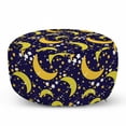 thumbnail image 1 of Universe Pouf Cover with Zipper, Repetitive Stars and Crescent Cosmic Space Elements Motif, Soft Decorative Fabric Unstuffed Case, 30" W X 17.3" L, Mustard Indigo, by Ambesonne, 1 of 5