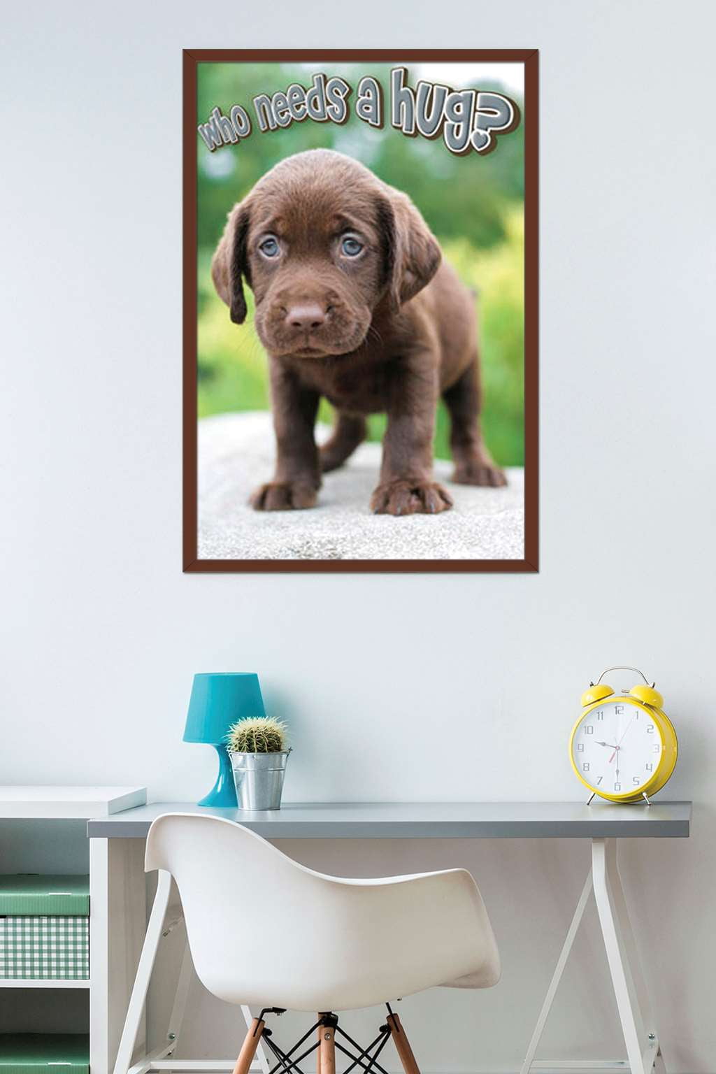Keith Kimberlin - Puppy - Who Needs a Hug? Wall Poster, 22.375" x 34", Framed