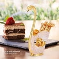 thumbnail image 4 of Metal Coffee Dessert Spoon Set - Fruit Dessert Flatware - Swan Base Holder - 6pcs Coffee Sugar Ice Cream Spoons, 4 of 5