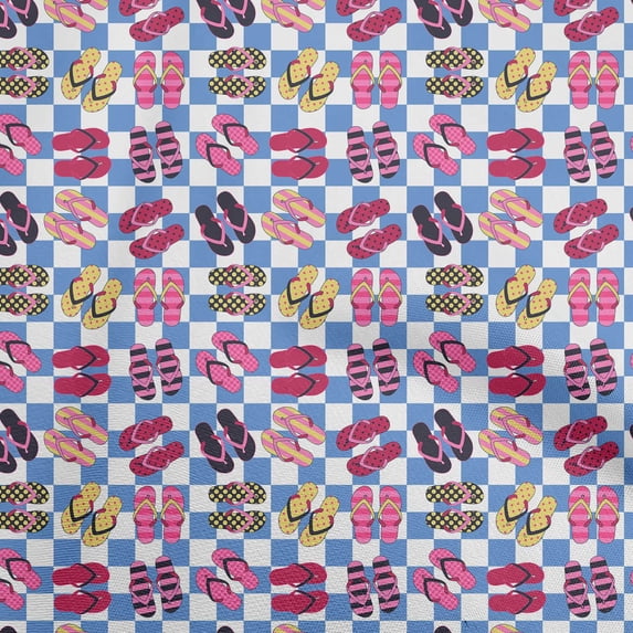 oneOone Cotton Jersey Medium Blue Fabric Beach Slipper Sewing Material Print Fabric By The Yard 58 Inch Wide