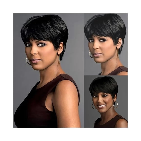 Short Pixie Cut Wig Human Hair for Women with Bangs Brazilian Human Hair Wigs