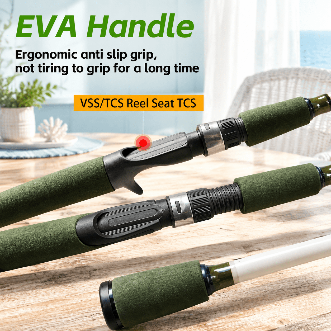 Green/Yellow–Cast-6 6 Medium Power Spinning Fishing Rod Carbon-Fiberglass Composite