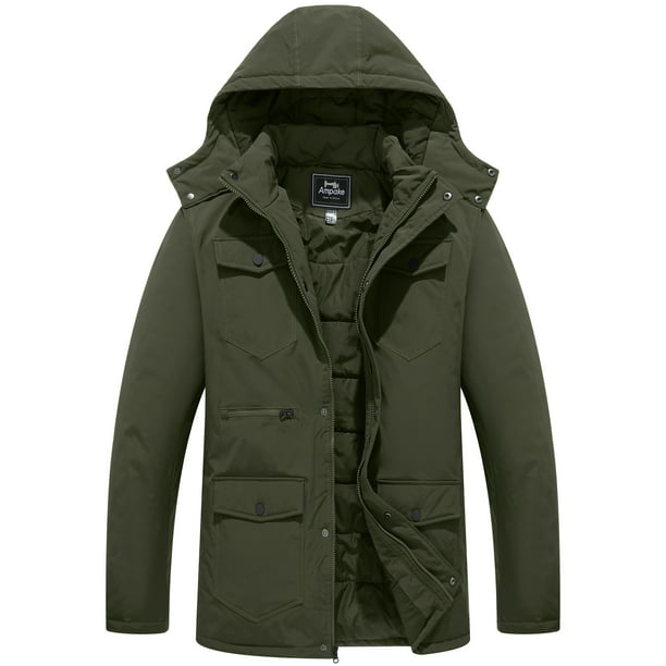 Ampake Men's Winter Thicken Military Heavy Parka Jacket with Hood ...