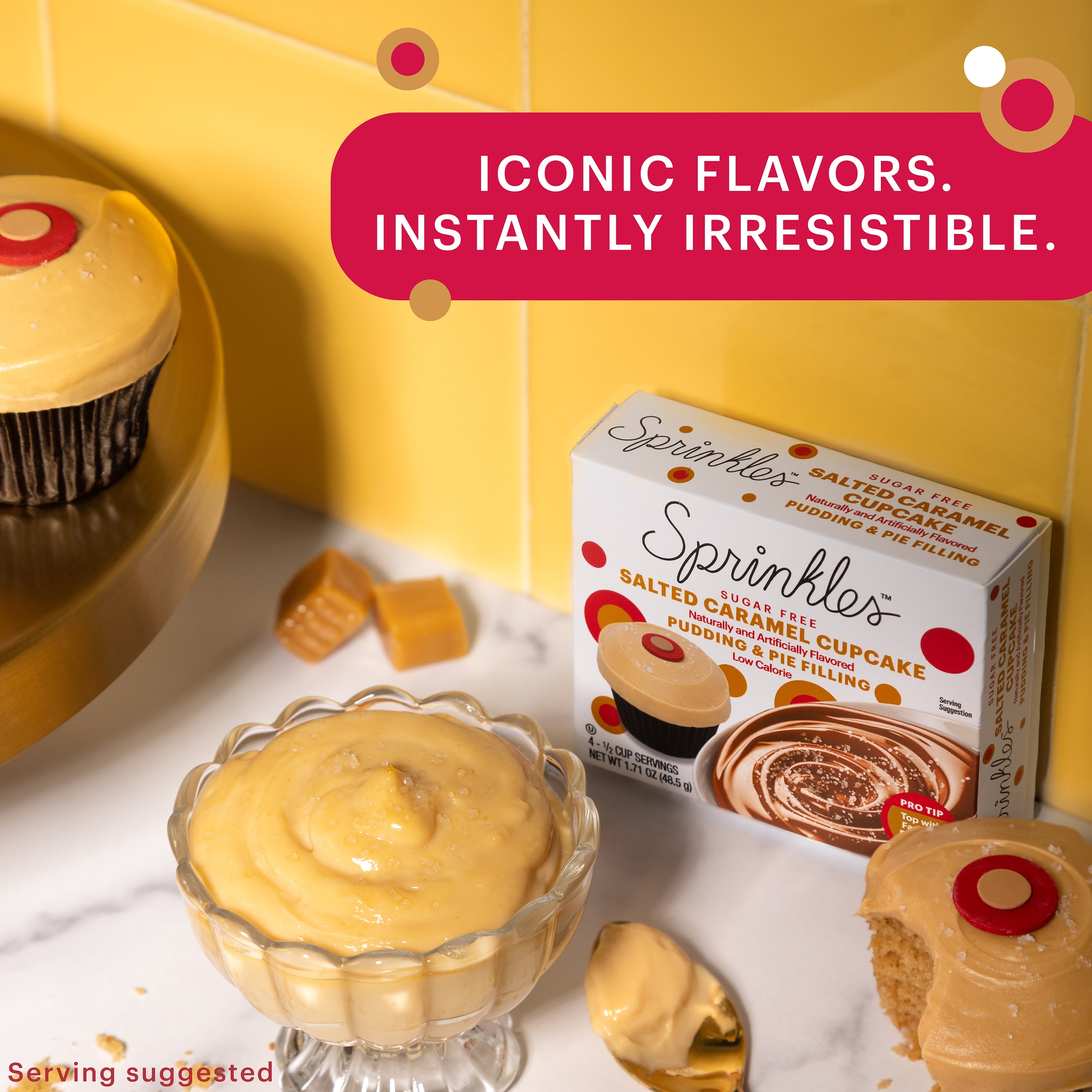 (6 pack) Sprinkles Salted Caramel Cupcake Sugar-Free Instant Pudding Mix, 4 Servings, 1.71 oz Box