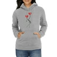 thumbnail image 2 of Fesfesfes Women Hooded Solid Color Printing Drawstring Hood Long Sleeves Sweater Tops Tops on, 2 of 5