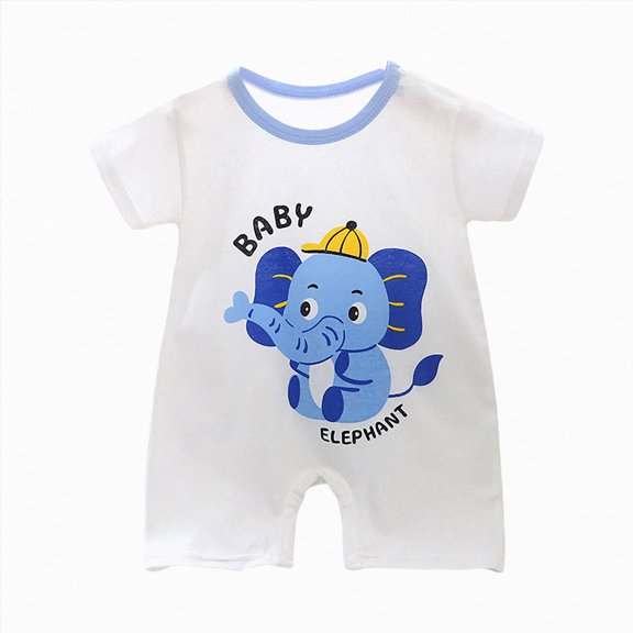 KPOPLK Baby Boys Romper Pajama Clothes Animal Print Newborn Infant Short Sleeve PJM Sleepwear Bodysuit Size 6-9 Months,Light Blue