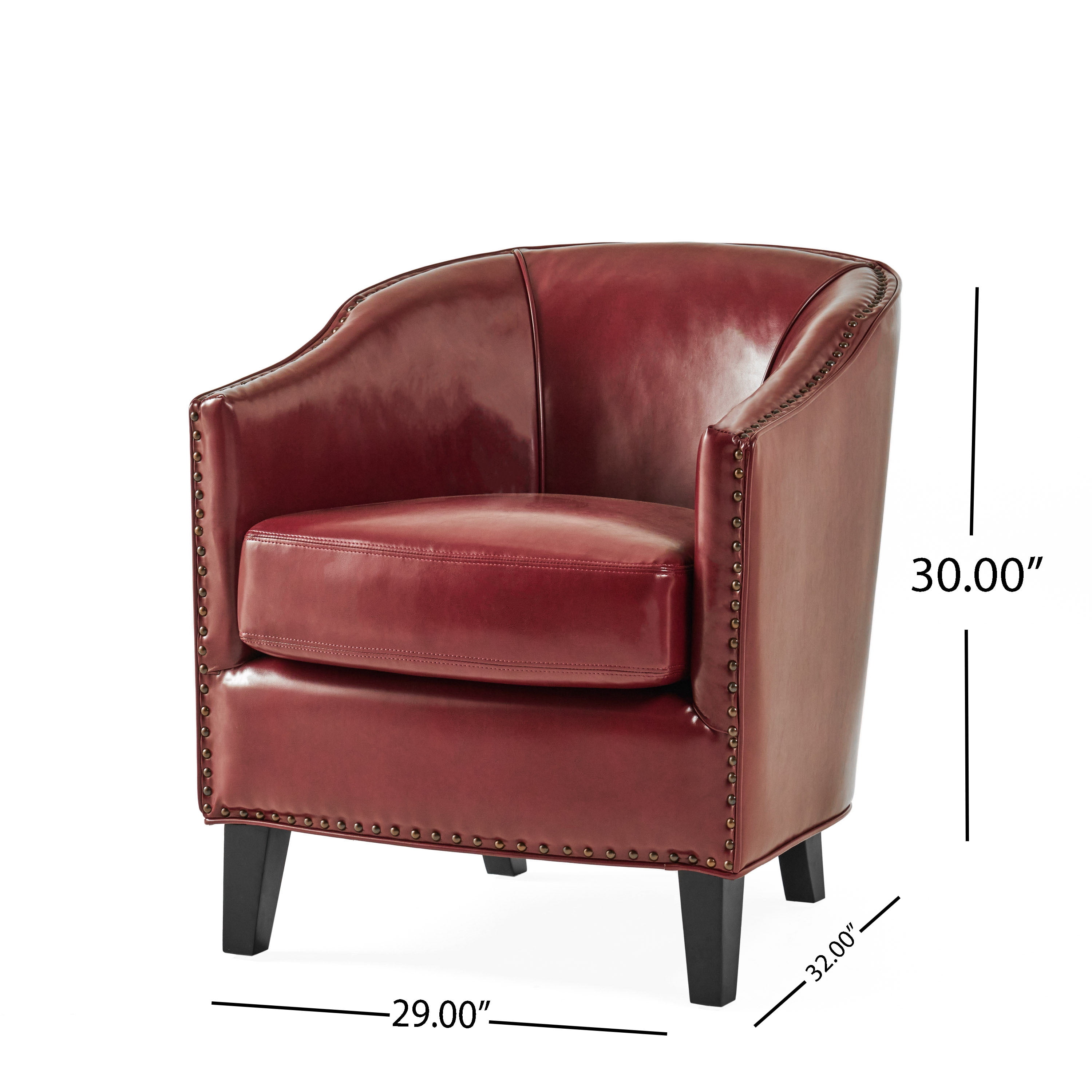 Noble House Houston Red Bonded Leather Club Chair