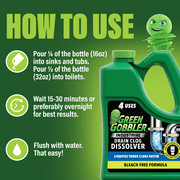 Green Gobbler Industrial Strength Drain Clog Remover & Cleaner Liquid Gel, 64 Fl Oz