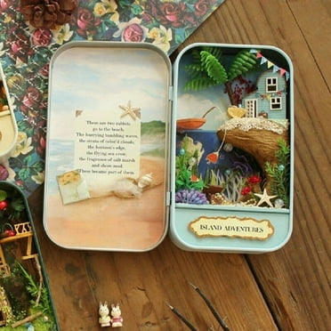 New Miniature Box Theatre Doll House with Furniture 1:24 DIY Dollhouse Kit Island Adventures