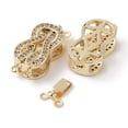thumbnail image 2 of Brass Micro Pave Clear Cubic Zirconia box Clasps Knot Real 18K golden Plated 22x10x6mm Hole: 1mm, 2 of 3