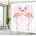 thumbnail image 5 of Ambesonne Kissing Shower Curtain, Pattern of 2 Flamingo Bird, 69"Wx70"L, White Blush, 5 of 5