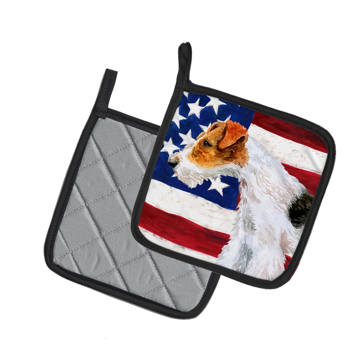 Caroline's Treasures Fox Terrier Patriotic Pair of Pot Holders