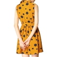 thumbnail image 3 of MODA NOVA Junior's Polka Dots Button Down Sleeveless Shirt Dress Yellow XL, 3 of 5