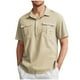 thumbnail image 1 of Camisa de Manga Corta de los Hombres con Botón de Color Sólido Blusa de Cuello con Bolsillo, Top de Poliéster Casual para Toda la Temporada de Uso Diario Y Casual, 1 of 5