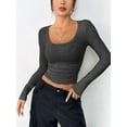 thumbnail image 6 of Zeagoo Long Sleeve Top Dress Shirt Fitted Square Neck Rib Knit T Shirts Casual Basic Soft Undershirt Clothes, 6 of 6