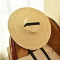 thumbnail image 5 of Wide Brim Straw Hat Women: Womens Straw Hat, Flat Top Sun Hat with Adjustable Chin Strap, for Beach Garden Party, 5 of 7