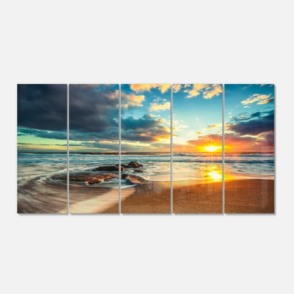 Beautiful Cloudscape over the Sea 28 in x 60 in Painting Art Prints, by Designart