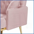 thumbnail image 5 of 2-Seater Pink Teddy Fabric Sofa – Modern Tufted Design with Gold Metal Legs | Pink | Teddy | Tufted Back, 5 of 8