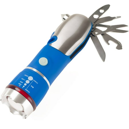 Flashlight Car Tool Multi Tool LED Flashlight, All In One Tool Light For Emergency, Camping and Cars By Stalwart (Blue) (With Glass Breaker and Seatbelt Cutter) ()
