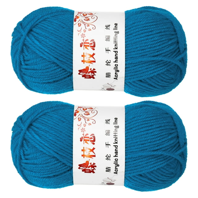 Uxcell 2Pcs Hilo de Ganchillo Azul Lago 4 Ply Hilo Acrílico 100g 197 Yardas